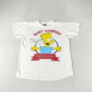 Vintage Delta Bart Simpson Shirt Men's Large White Radical Dude 1989 Fox 80s USA